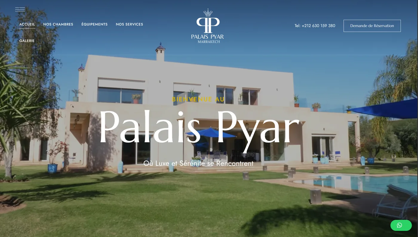 Réalisation du site Palais Pyar à Marrakech